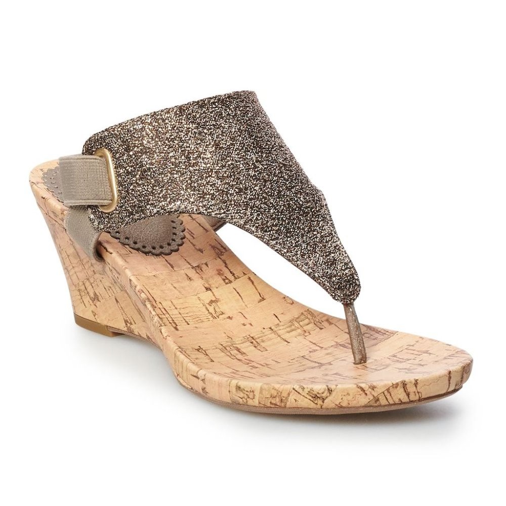 Croft & Barrow Gold Gliiter Wedges Shoe's 7M